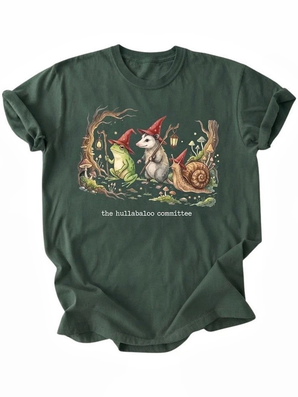 Witch Hat Frog Opossum Snail Fantasy Art Graphic Gildan T-Shirt